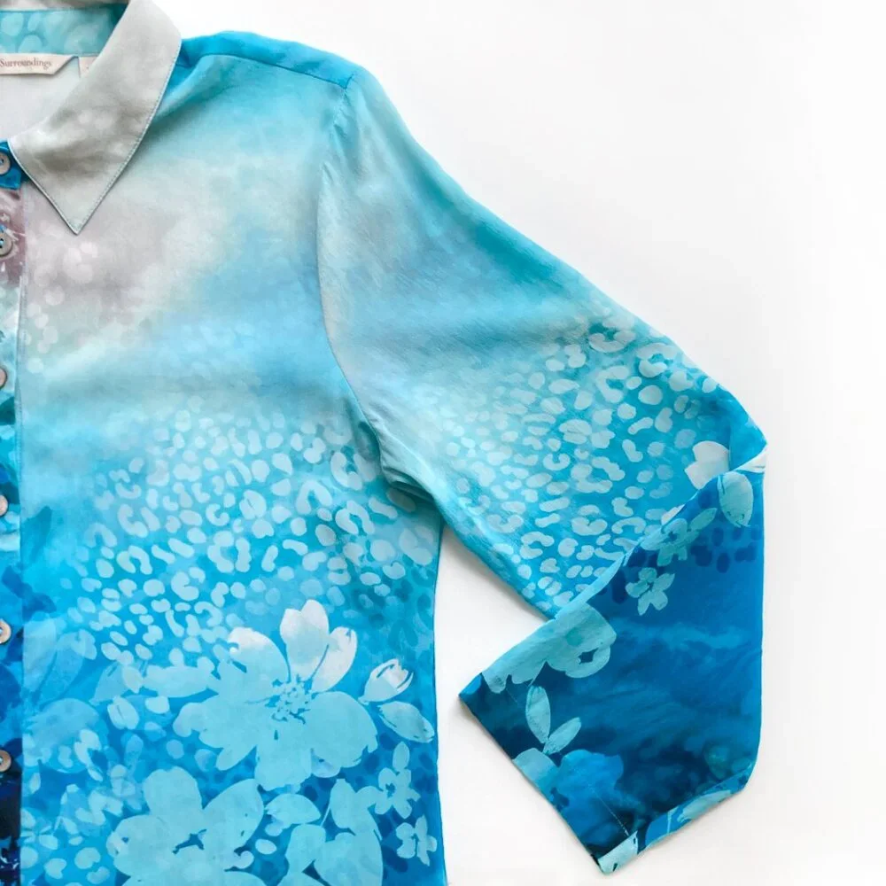 Soft Surroundings JOLENE Silk Floral Blouse - Picture 8 of 10